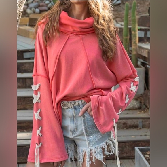 POL Tops - POL I Get What I Want Oversize Pullover in Pink Size L